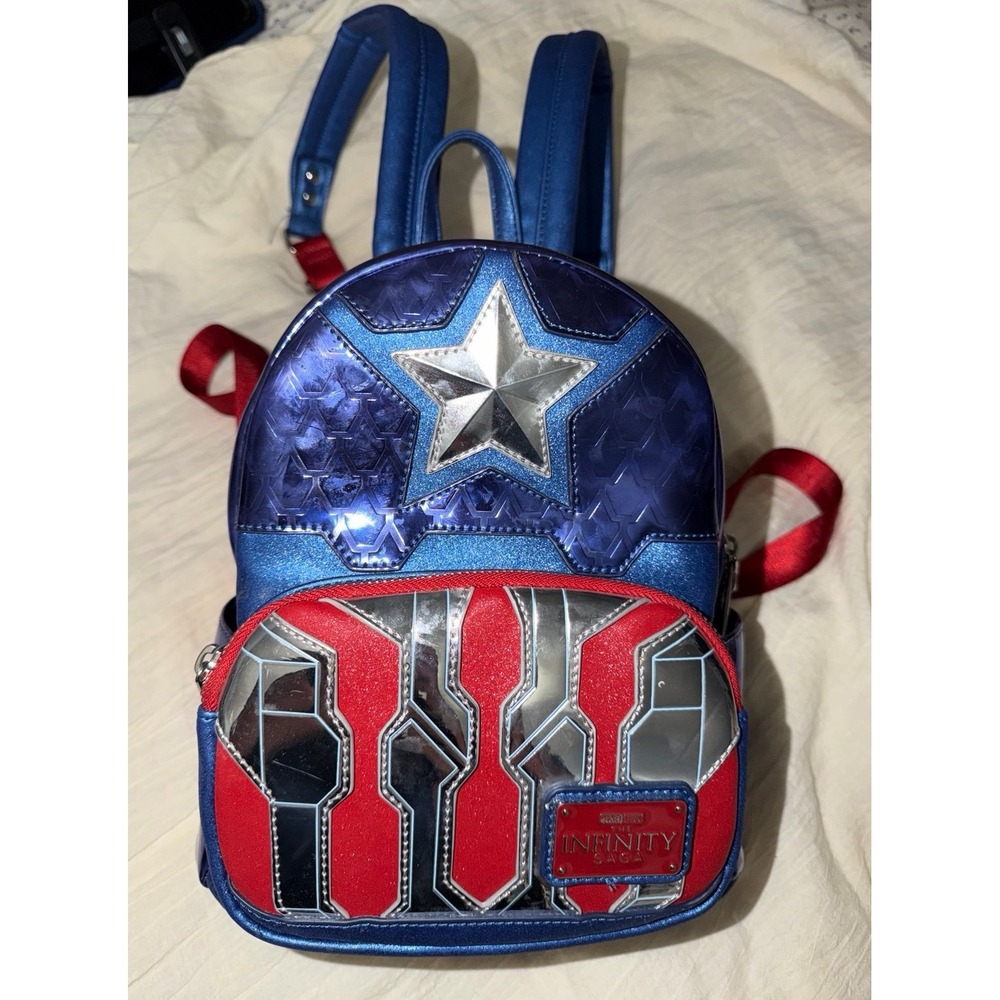 Marvel Infinity Saga Captain America Mini Backpack shines Metallic look